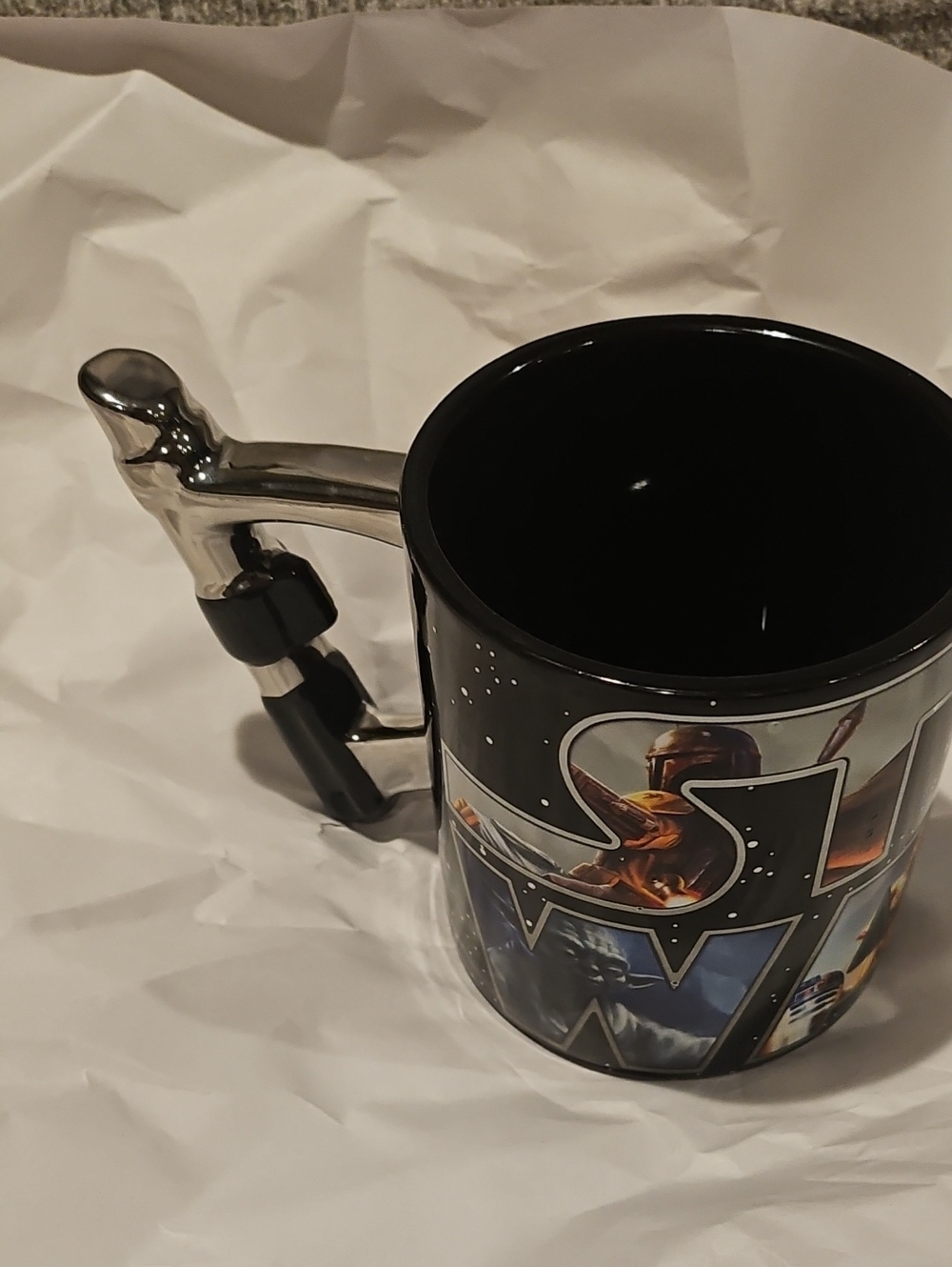 Black Star Wars Ceramic Mug with Lightsaber Handle